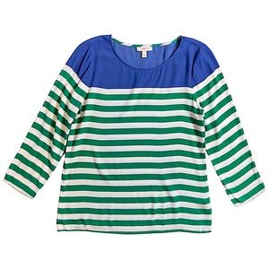 J. Crew Crepe Colorblock Stripe Top